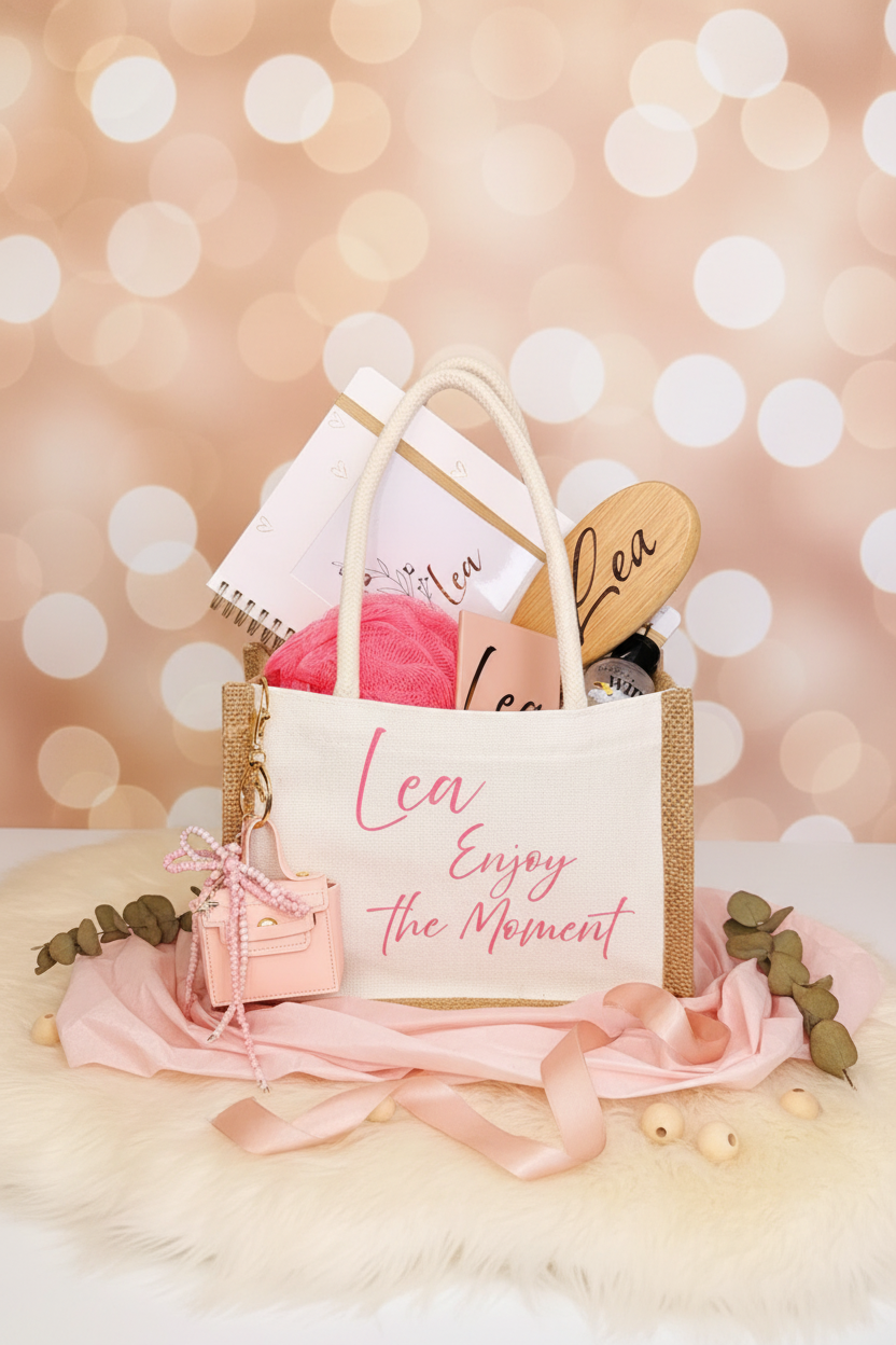 Personalisierte Jute Tasche - individuelles Geschenk mit Wunschtext