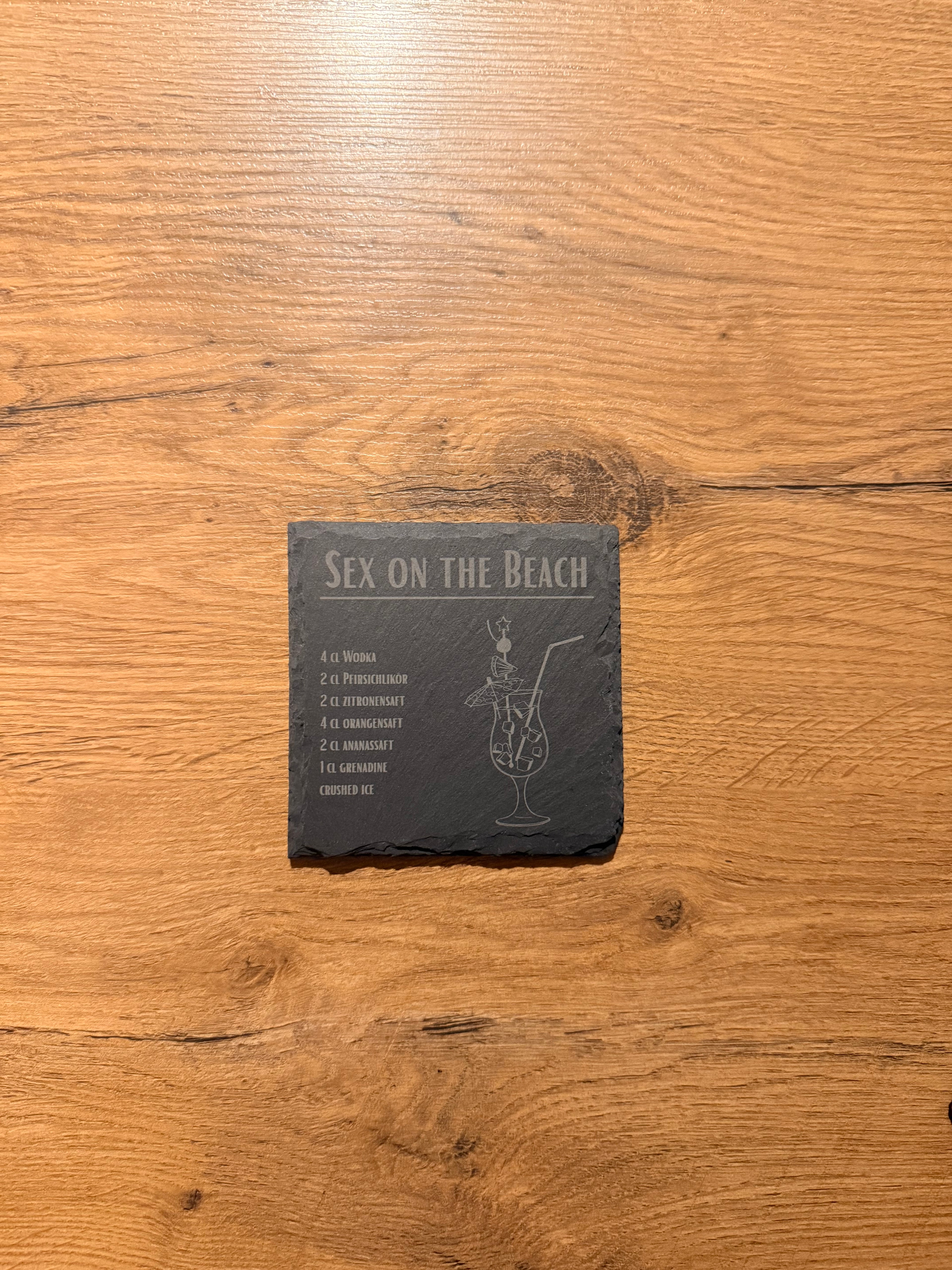 Schiefer-Untersetzer Cocktail personalisiert - stilvolles Set mit Gravur