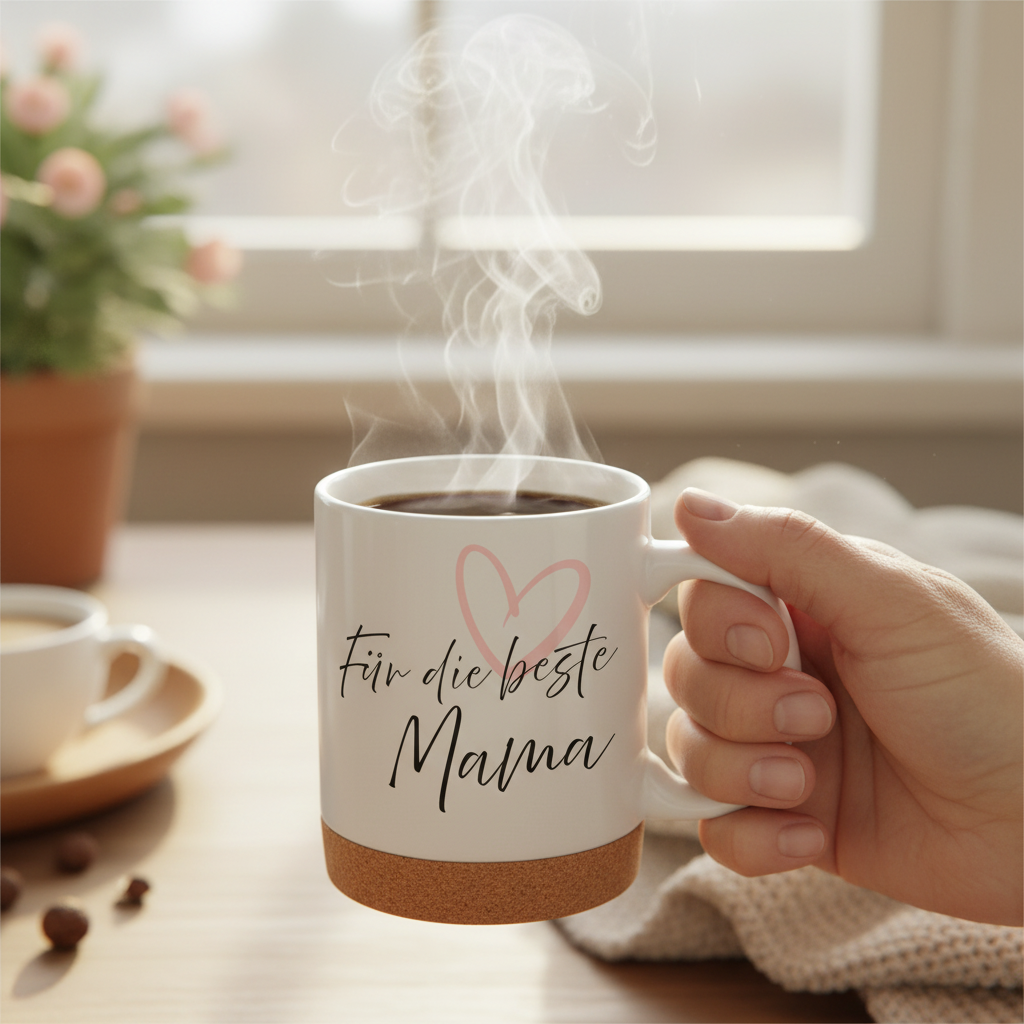 Mama wird Oma - Tasse & Untersetzer Set | Liebevolle Geschenkidee für werdende Omas