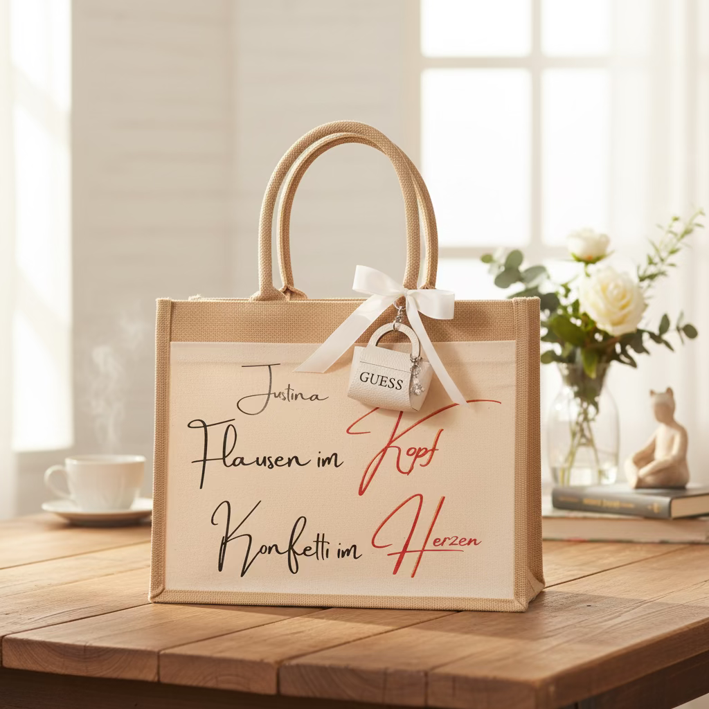 Personalisierte Jute Tasche - individuelles Geschenk mit Wunschtext