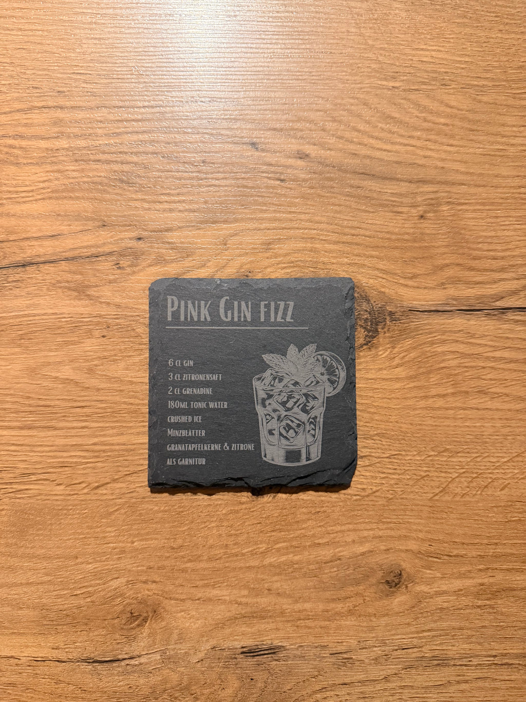 Schiefer-Untersetzer Cocktail personalisiert - stilvolles Set mit Gravur