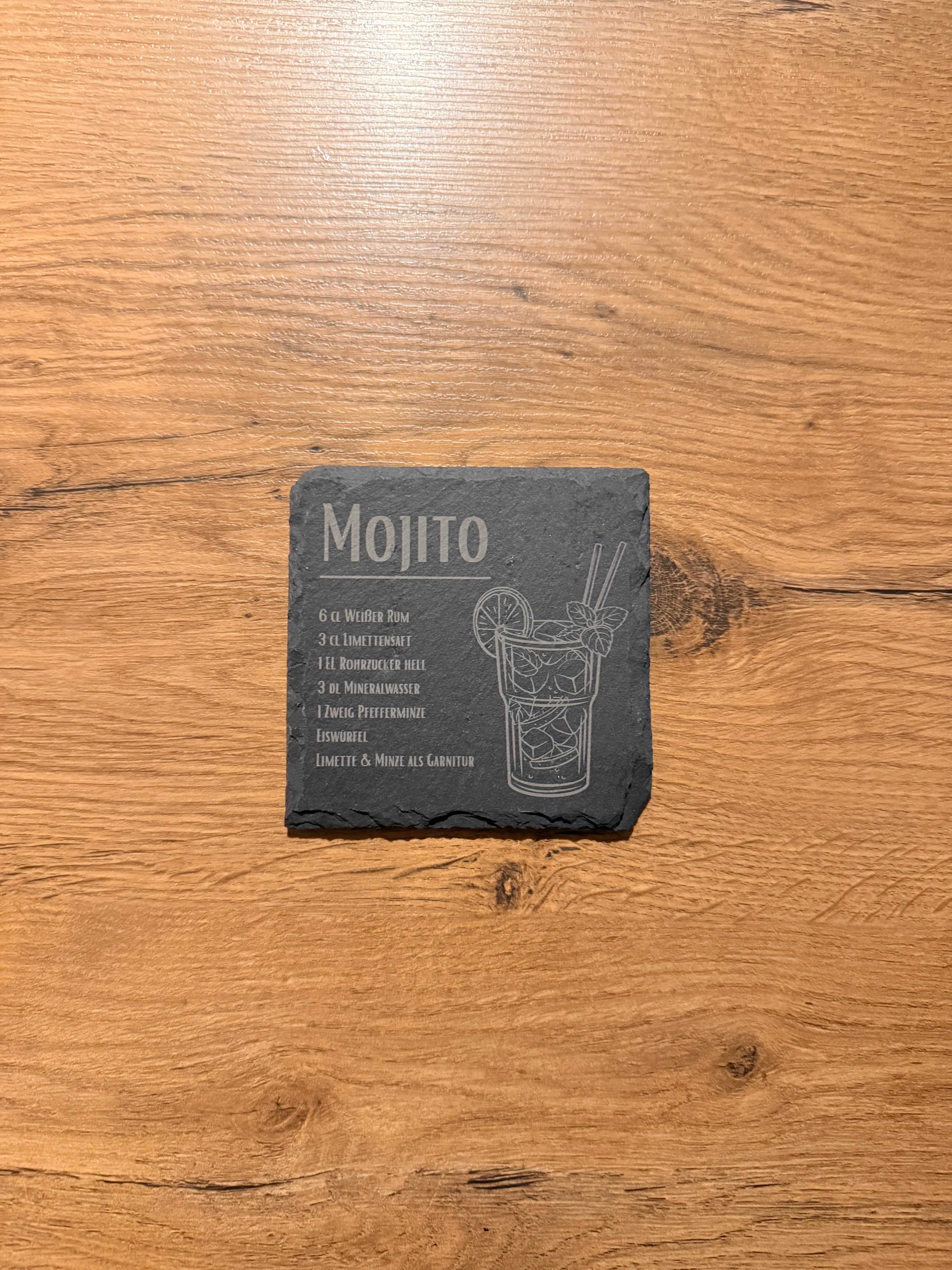 Schiefer-Untersetzer Cocktail personalisiert - stilvolles Set mit Gravur