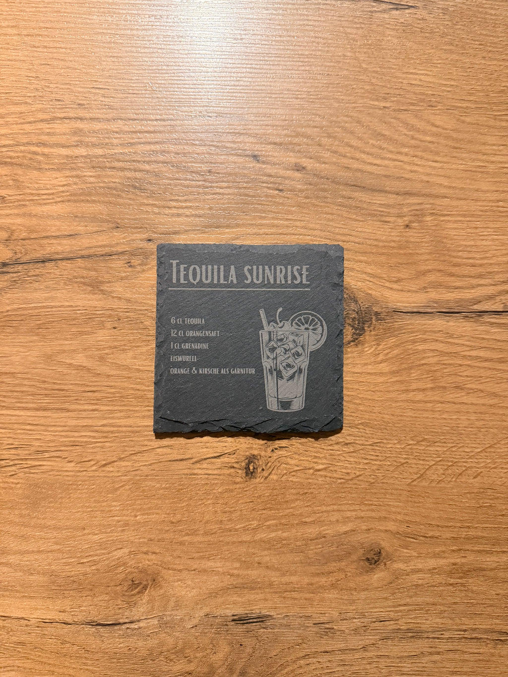 Schiefer-Untersetzer Cocktail personalisiert - stilvolles Set mit Gravur