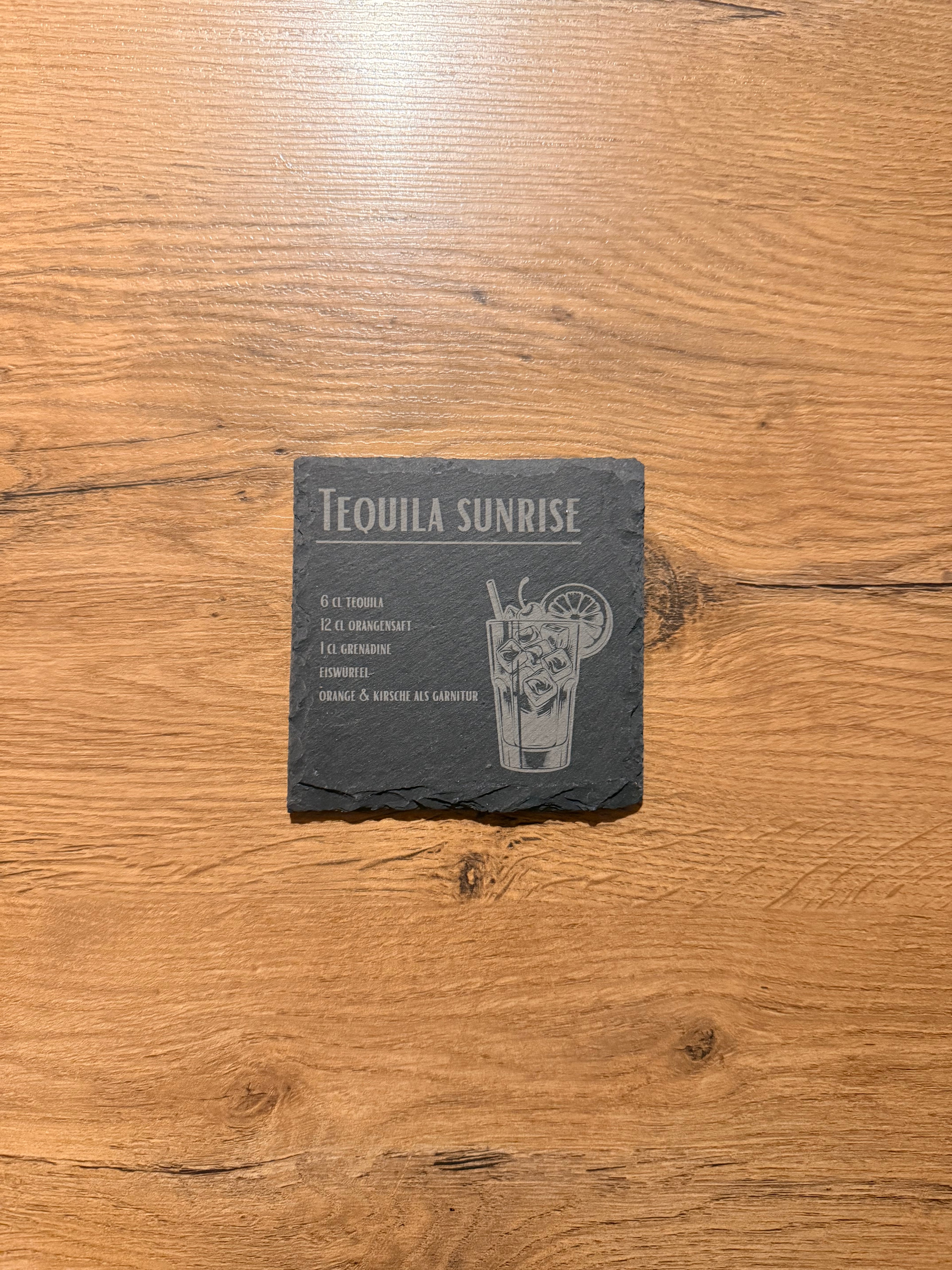 Schiefer-Untersetzer Cocktail personalisiert - stilvolles Set mit Gravur